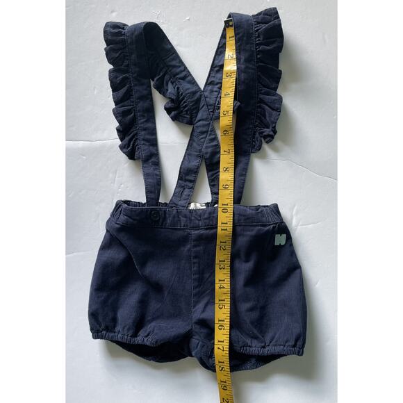 Carrement Beau Corduroy Blue Ruffle Bubble Shorts with Suspenders Size 2  86 - Picture 8 of 10